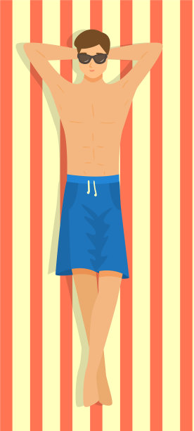 可爱的年轻人戴着太阳镜做日光浴图片下载