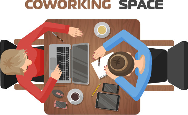 概念工作场所在共同工作空间的两个图片下载