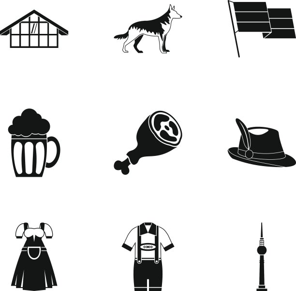 德国共和国的图标设置简单的风格图片下载