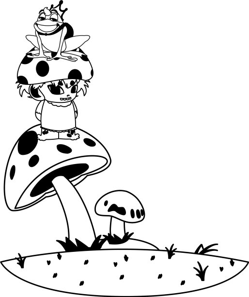 癞蛤蟆王子和蘑菇精灵在花园里图片下载