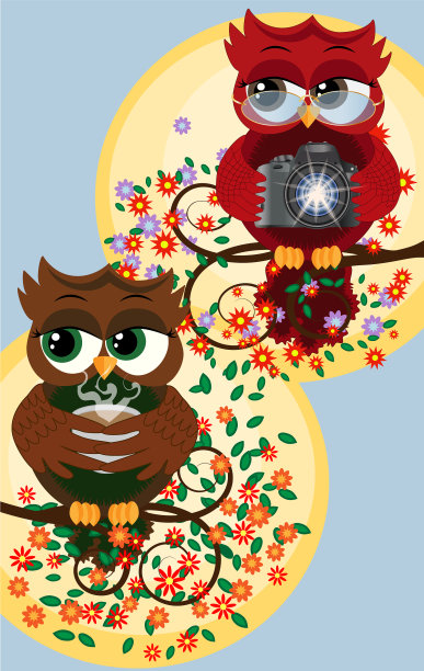 一只红发猫头鹰戴着眼镜，拿着图片下载