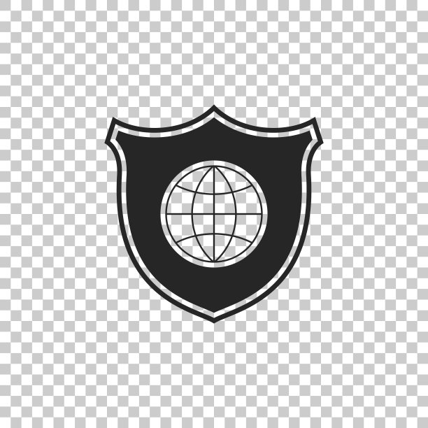带有世界地球图标的盾牌图片下载