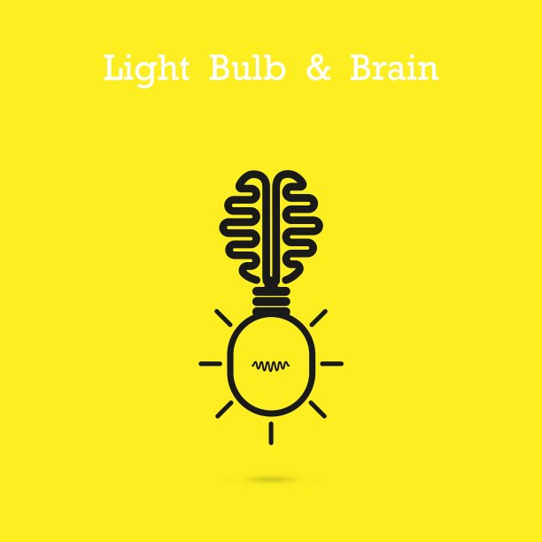 创意大脑标志和灯泡图标图片下载