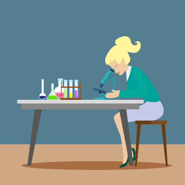 一个化学女孩或助手观察化学图片下载