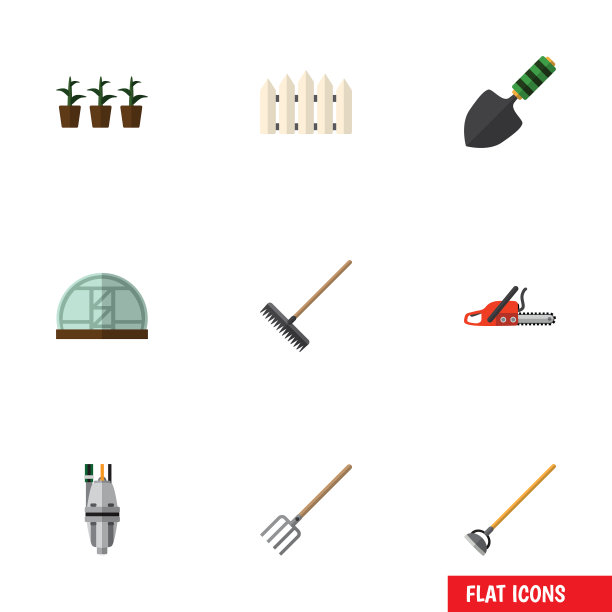 平面图标别墅一套木制栅栏花盆图片下载