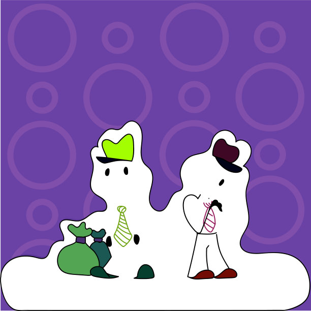 两个男人的身影站在五颜六色的帽子领带图片下载