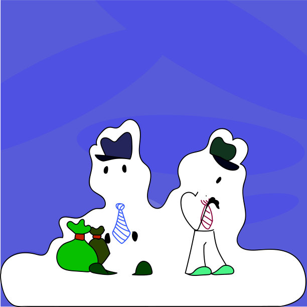 两个男人的身影站在五颜六色的帽子领带图片下载