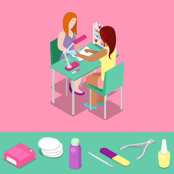 美容院师傅让女孩修指甲等距图片下载