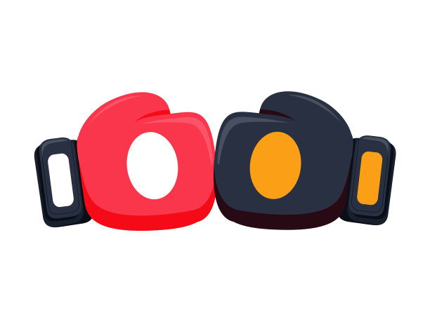 卡通红色拳击手套图标的正面和背面图片下载