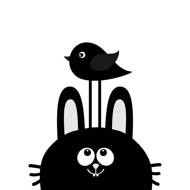 小兔脸兔头剪影看图片下载