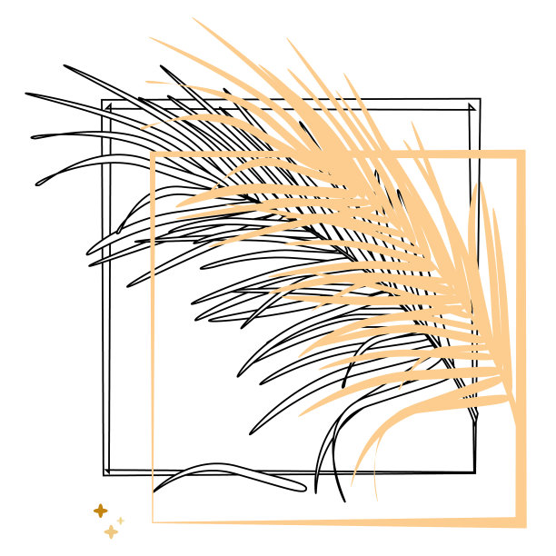 棕榈叶在豪华的框架在金色图片下载