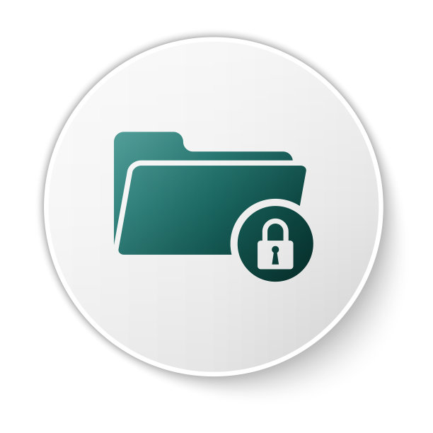 绿色文件夹和锁定图标隔离在白色图片下载