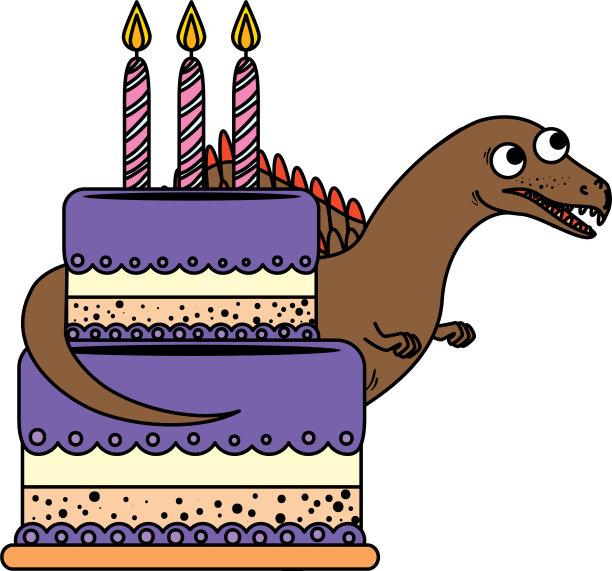 可爱的棘龙和甜甜的蛋糕图片下载