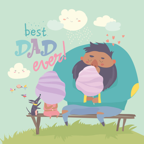 父亲和女儿一起吃棉花糖图片下载