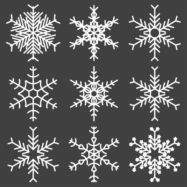 灰色背景上的雪花图标素材图片下载