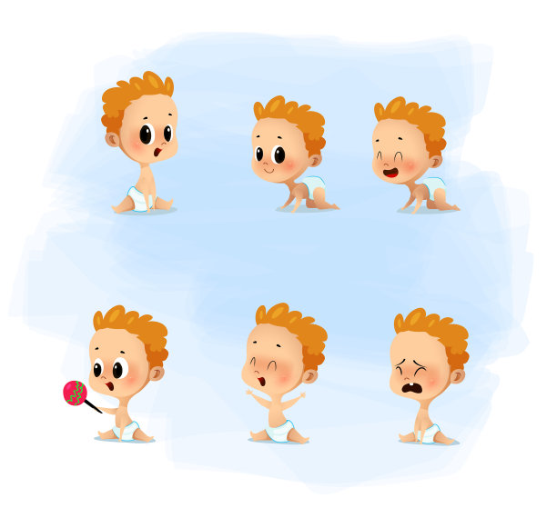 卡通设定可爱的小婴儿在尿布图片下载