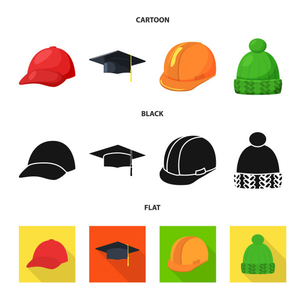 隔离对象的服装和帽子的图标设置图片下载