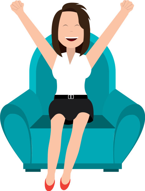 快乐的女商人在沙发上放松图片下载
