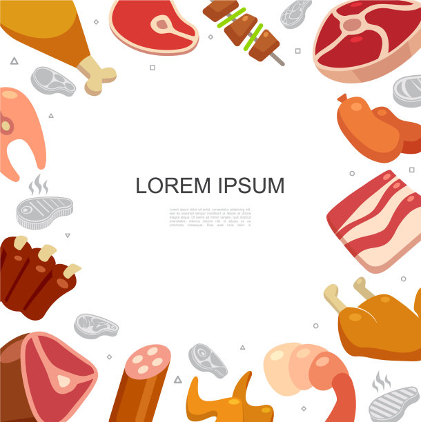 扁肉食品彩色模板图片下载