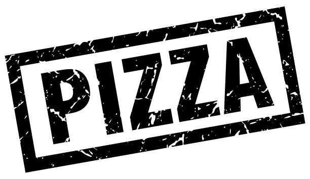 方形垃圾黑披萨邮票图片下载