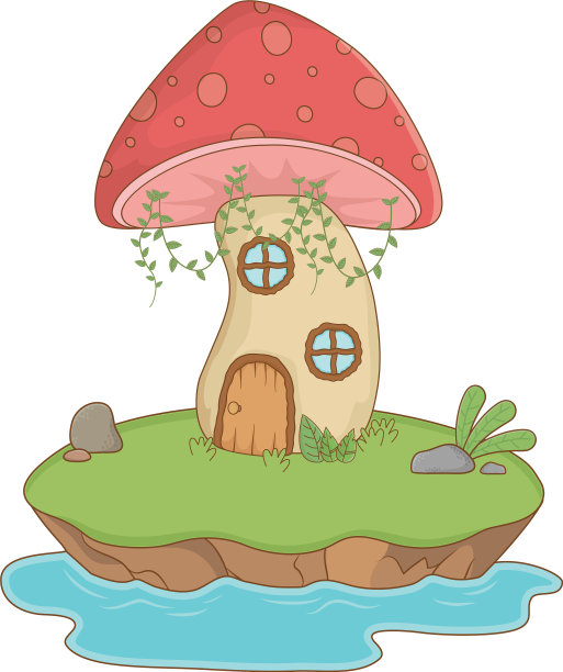 蘑菇屋童话般的设计图片下载