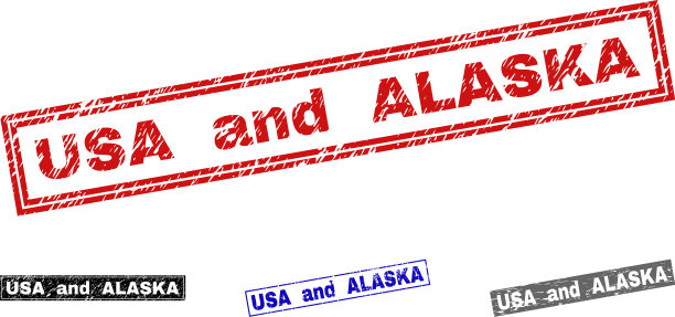 Grunge美国和阿拉斯加刻划矩形邮票图片下载