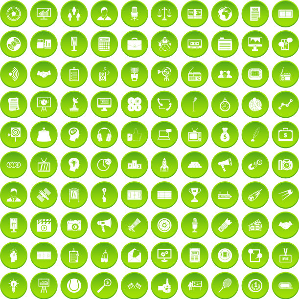 100个媒体图标设置绿色圈图片下载