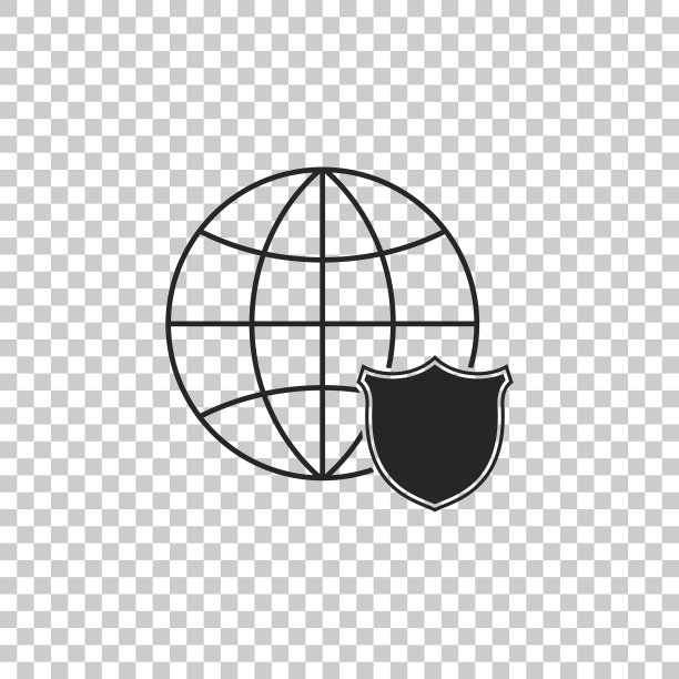 带有世界地球图标的盾牌图片下载