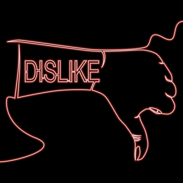 一条线画不喜欢图标霓虹辉光概念图片下载