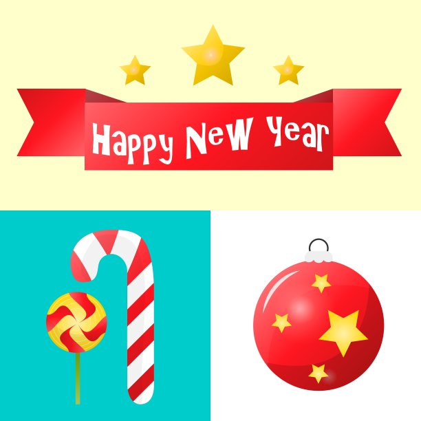 圣诞节新年图标集图片下载