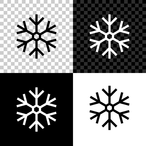 隔离在黑白色上的雪花图标图片下载