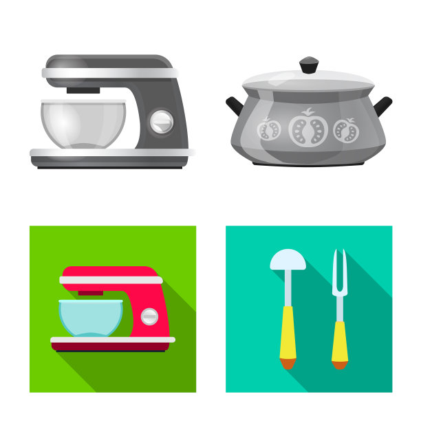孤立对象厨房和厨师标志集图片下载