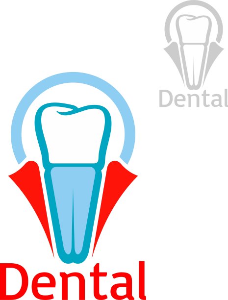 牙齿健康牙种植体图标和徽章图片下载