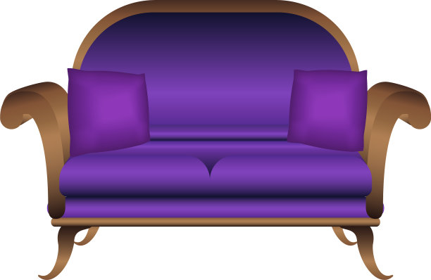 紫色沙发图标卡通风格图片下载