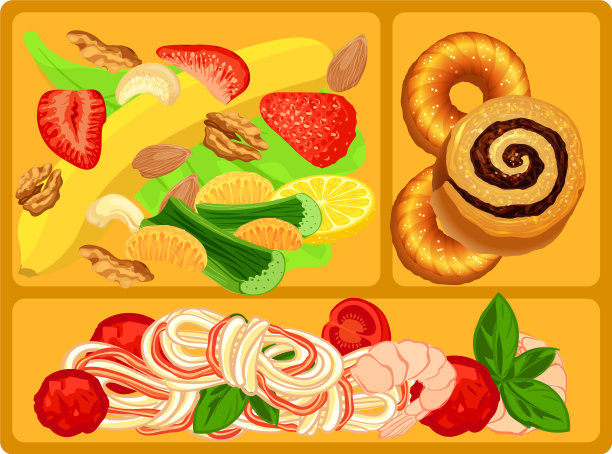 卡通风格的健康午餐盒图标图片下载