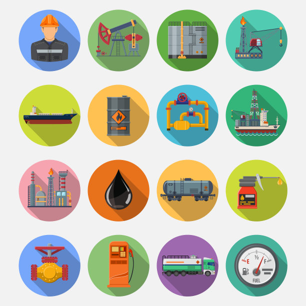 石油行业平面图标集图片下载