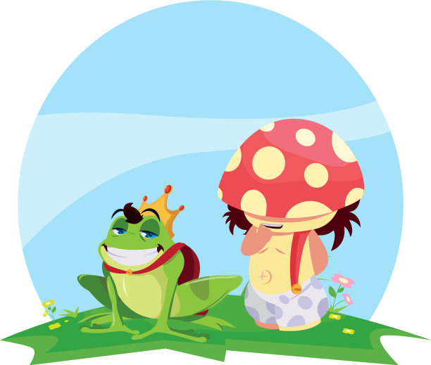 癞蛤蟆王子和蘑菇精灵在花园里图片下载