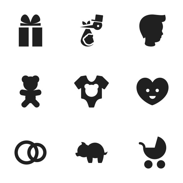 一套9可编辑的亲属图标包括这样的符号图片下载