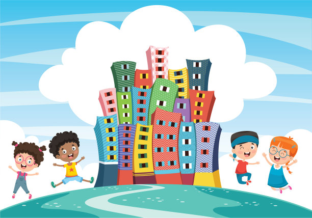 抽象的城市与儿童图片下载