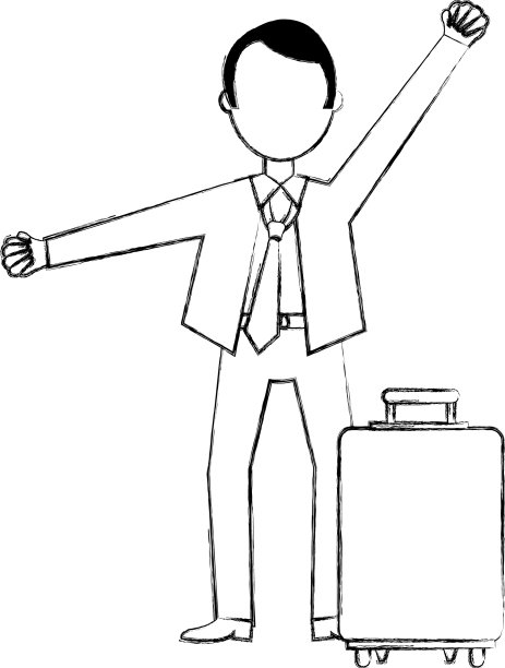 商人高兴与手提箱的化身人物图片下载