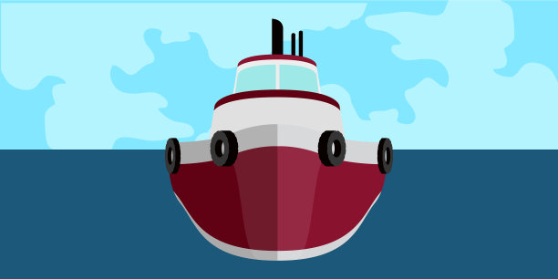 正面视图渔船在一个景观图片下载