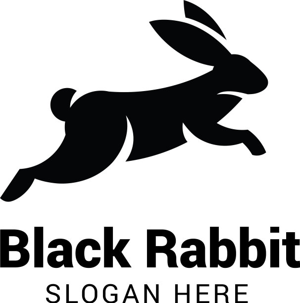 兔子跳跃标志模板孤立在白色图片下载