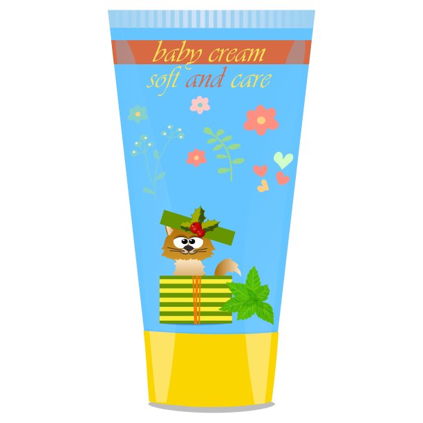 婴儿乳霜管与儿童设计图片下载