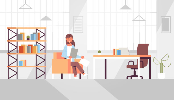 坐在办公桌旁的女商人图片下载