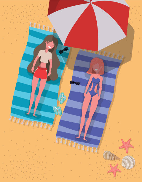 女孩与夏季泳衣设计图片下载