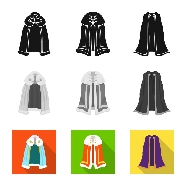 孤立的物体材料和服装符号图片下载