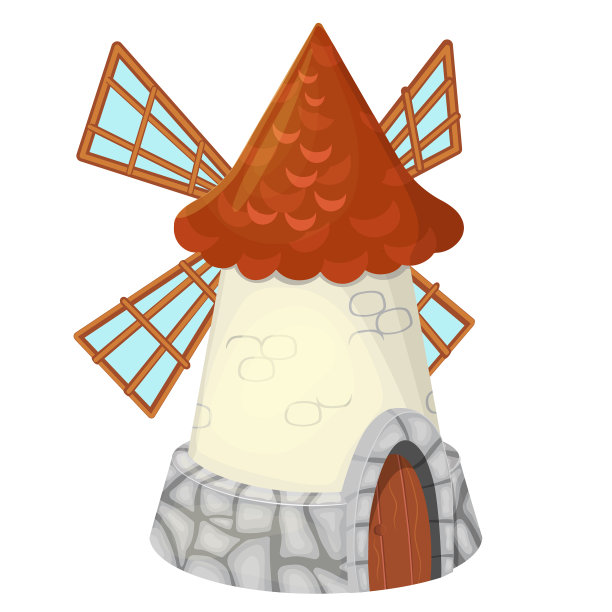 古老的风车孤立在白色背景的荷兰图片下载