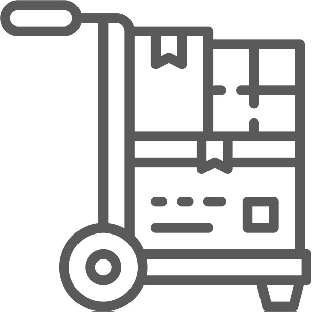 装载包裹的独轮车运输线图标图片下载