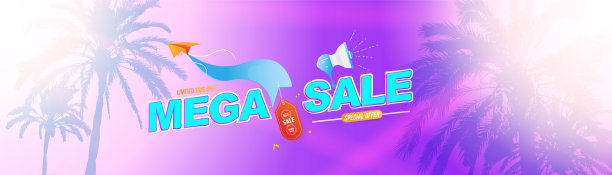Mega sale 50横幅模板设计与光图片下载