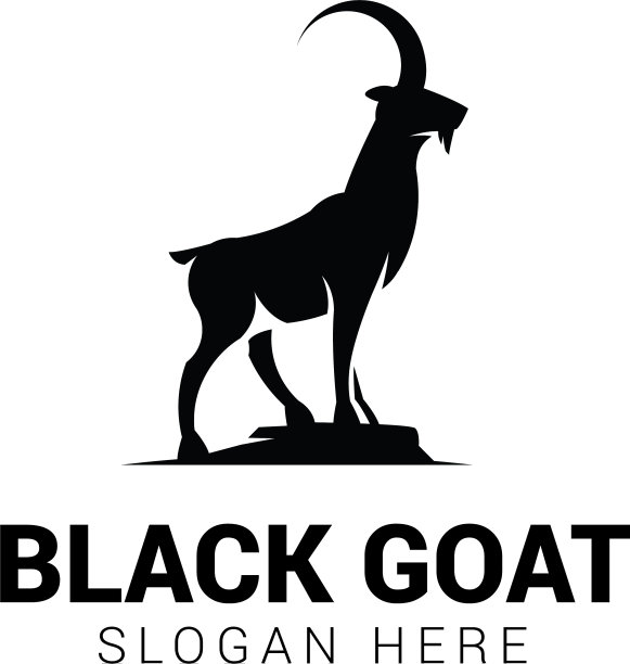 山羊站在岩石标志模板图片下载